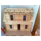 Wooden Log Cabin Dollhouse with My Family Dolls and Accessories