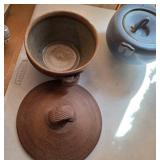 Set of 2 Handmade Lidded Stoneware Pots