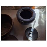 Set of 2 Handmade Lidded Stoneware Pots