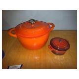Le Creuset Orange Cast Iron Dutch Oven and Mini Cocotte Set
