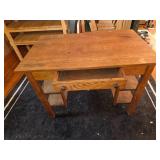 Vintage Wooden Writing Desk with Drawer and Side Shelves