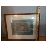 Framed Abstract Artwork Signed by Kake Hana