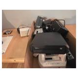 Box of External Hard Drive Docks, DVD Drive, and Accessories