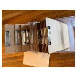 Lot of 16 Standard Clipboards and Hanging File Folders with Storage Bin