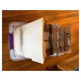 Lot of 16 Standard Clipboards and Hanging File Folders with Storage Bin