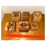 Set of 6 Handmade Wooden Cube Candle Holders
