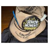 Senior Moment Survival Hat with Accessories and Black Backpack