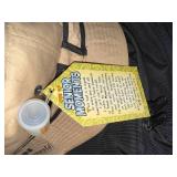 Senior Moment Survival Hat with Accessories and Black Backpack