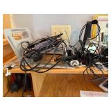 Large Mixed Lot of Computer Accessories, Speakers, Cables, and Stands