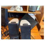 Large Mixed Lot of Computer Accessories, Speakers, Cables, and Stands