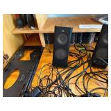Large Mixed Lot of Computer Accessories, Speakers, Cables, and Stands