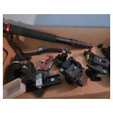 Collection of Camera Mounts, Clamps, and Extendable Monopod