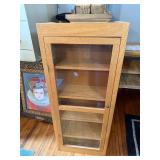 Wooden Glass-Front Cabinet with Adjustable Shelves