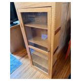 Wooden Glass-Front Cabinet with Adjustable Shelves