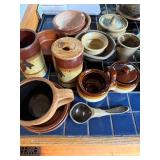 Collection of Handmade Stoneware Pottery Bowls, Cups, and Containers