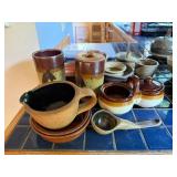 Collection of Handmade Stoneware Pottery Bowls, Cups, and Containers