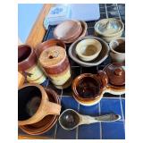 Collection of Handmade Stoneware Pottery Bowls, Cups, and Containers