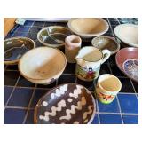 Collection of Vintage Hand-Painted Bowls, Pitcher, and Cups