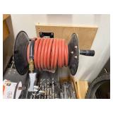 Wall Mount Air Hose Reel with Red Hose and Blower Nozzle