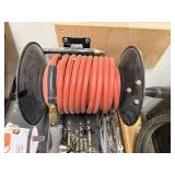 Wall Mount Air Hose Reel with Red Hose and Blower Nozzle