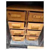 Wooden Drawer Cabinet with Assorted Hand Tools and Hardware