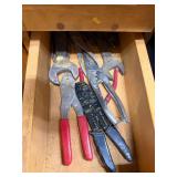 Wooden Drawer Cabinet with Assorted Hand Tools and Hardware
