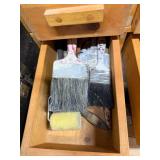Wooden Drawer Cabinet with Assorted Hand Tools and Hardware