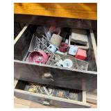 Assorted Drill Bits, Hole Saws, Sanding Belts, and Hardware Drawer Lot