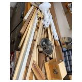 Mixed Lot of Scrap Wood, Small Hardware, and Wooden Storage Box