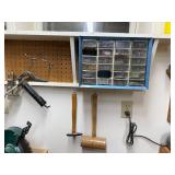 Wall-Mounted Hardware Organizer with Assorted Drawer Contents