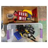 Mixed Lot of Hand Tools and Accessories including Clamps, Drill Bits, and Measuring Tools