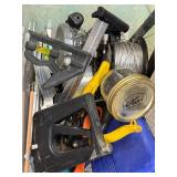 Mixed Lot of Hand Tools and Accessories including Clamps, Drill Bits, and Measuring Tools
