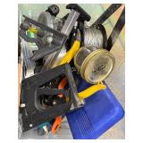 Mixed Lot of Hand Tools and Accessories including Clamps, Drill Bits, and Measuring Tools