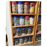 Collection of Assorted Hardware Fasteners and Wood Joinery Supplies in Jars