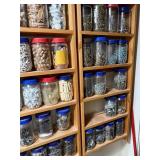 Collection of Assorted Hardware Fasteners and Wood Joinery Supplies in Jars