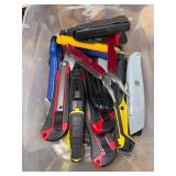 Collection of Hand Tools: Scissors, Utility Knives, Clamps and Miscellaneous Supplies