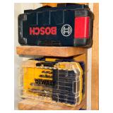 Collection of DeWalt and Bosch Drill Bit Sets with Storage Cases
