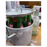 Lot of 7 Vintage 7up Glass Bottles and Diet Coke Glass Bottle