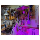 Workshop Tool and Gardening Supply Lot with Pegboard Organizer