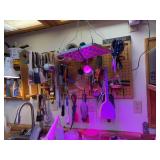 Workshop Tool and Gardening Supply Lot with Pegboard Organizer