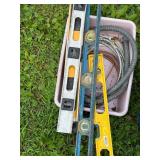 Set of 3 Construction Levels with Tub of Electrical Wire and Conduit