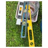 Set of 3 Construction Levels with Tub of Electrical Wire and Conduit