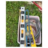 Set of 3 Construction Levels with Tub of Electrical Wire and Conduit