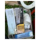 Assorted Plumbing Parts and Fittings with Cooper Wall Light Box