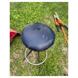 Used Metal Shop Stool with Padded Seat