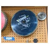 Assorted Saw Blades, Push Blocks, and Accessories for Woodworking