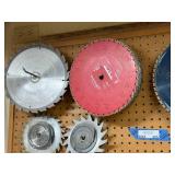 Assorted Saw Blades, Push Blocks, and Accessories for Woodworking