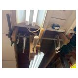 Collection of Vintage Woodworking Clamps and Wood Hand Screw Vise