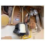 Workshop Lot: Hand Tools, Clamps, Sanding Belts, Sprayers, and Accessories