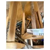 Wooden Hand Tool Caddy with Assorted Hardware and Tools